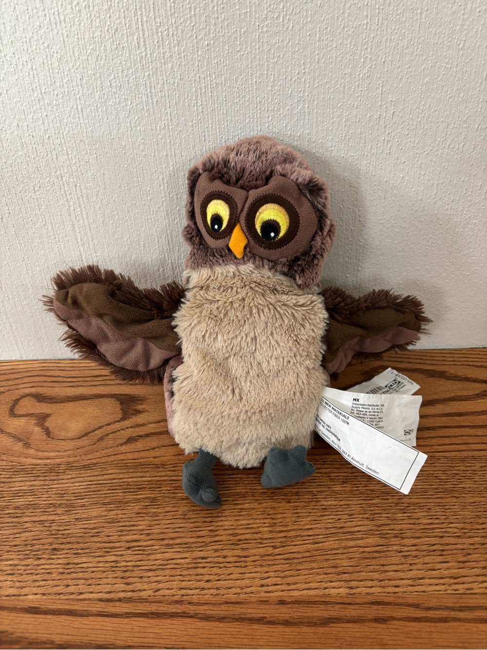 IKEA Vandring Uggla Plush Brown Owl Hand Puppet 10" Stahlberg